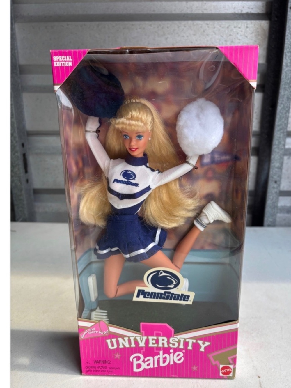 Vintage, Collectible Penn State University Cheerleader Barbie Doll 1996 Mattel